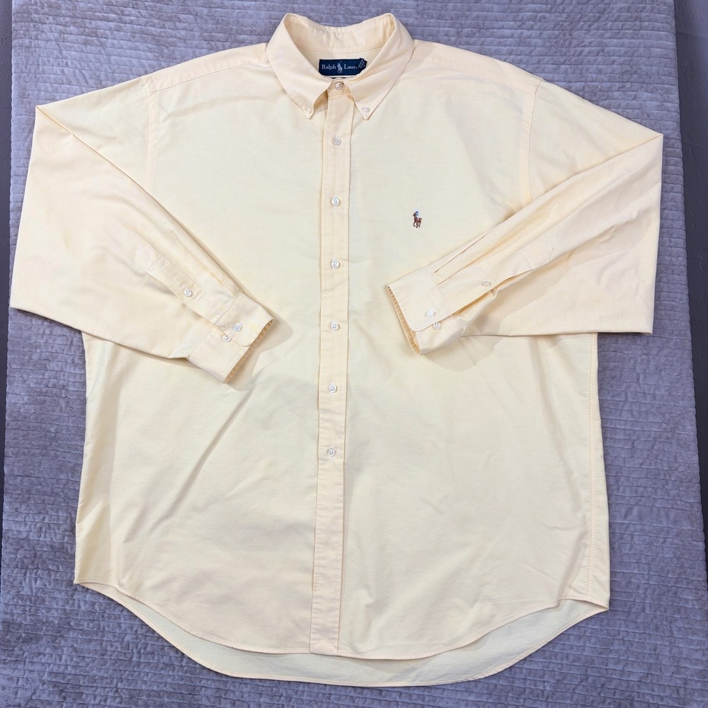 Ralph Lauren Mens Classic Fit Yellow Oxford‎ Button Down Shirt 18 34/35 Cotton